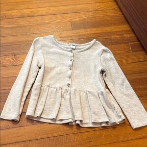 Kids Beige Button-Up Peplum Top